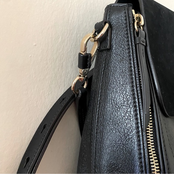 Chloe Faye Black Leather Backpack Shoulder Bag with Gold Tone Hardware - Picture 7 of 9